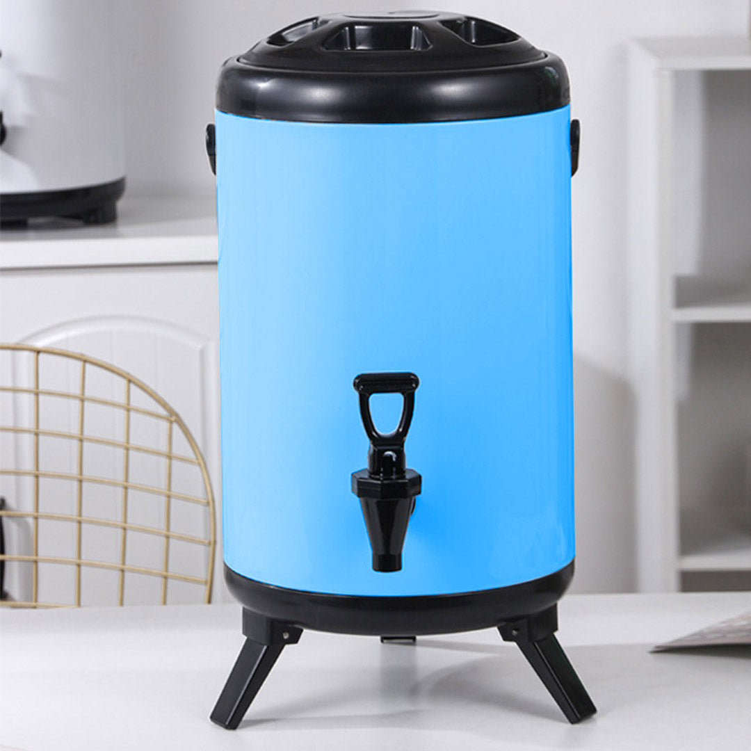 SOGA 10L Stainless Steel Insulated Milk Tea Barrel Hot and Cold Beverage Dispenser Container with Faucet Blue