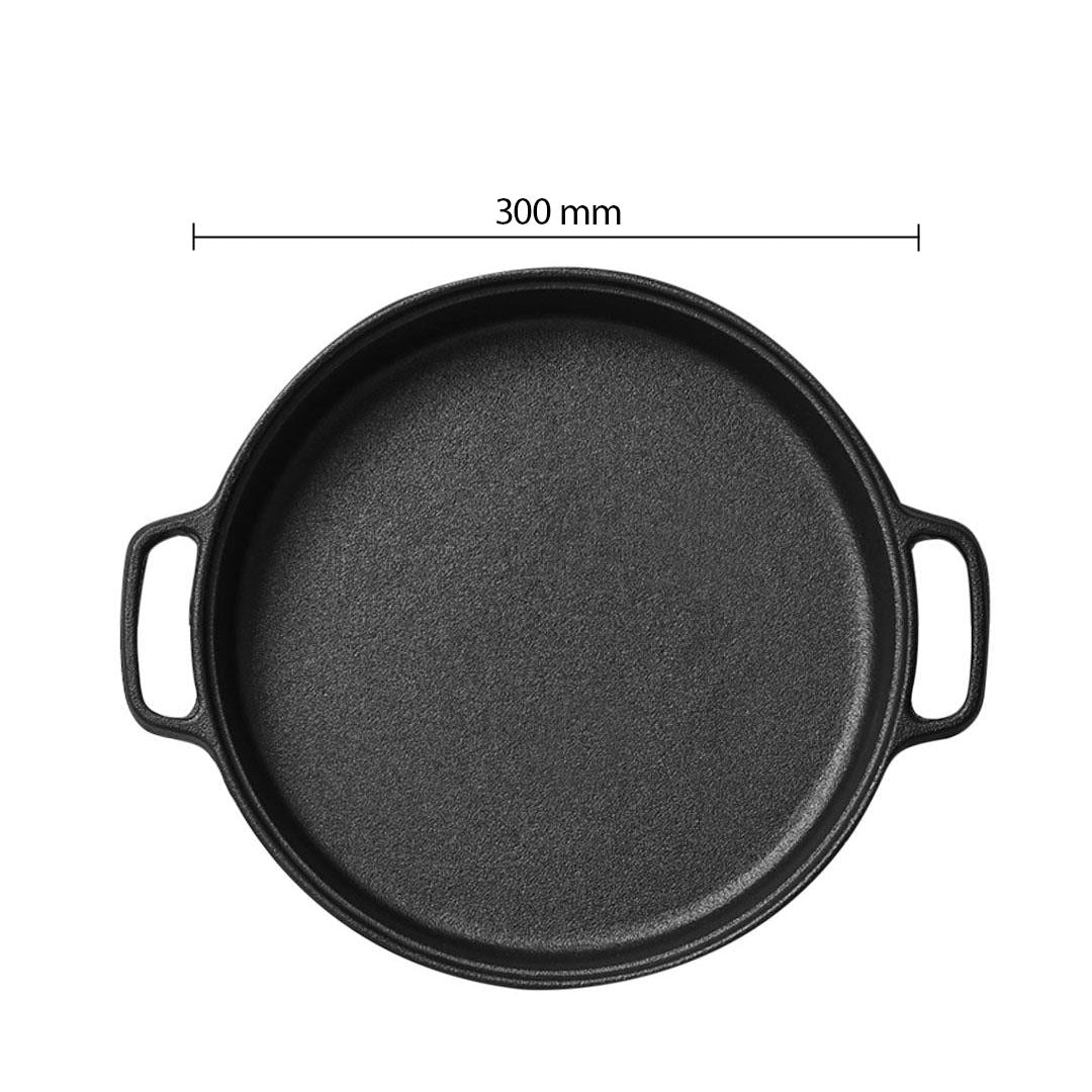 SOGA Dual Burners Cooktop Stove, 30cm Cast Iron Frying Pan Skillet and 30cm Induction Casserole