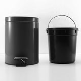 SOGA 2X Foot Pedal Stainless Steel Rubbish Recycling Garbage Waste Trash Bin Round 12L Black