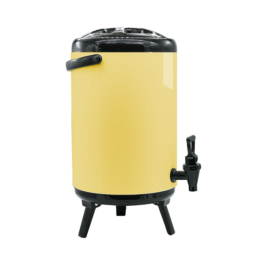 SOGA 18L Stainless Steel Insulated Milk Tea Barrel Hot and Cold Beverage Dispenser Container with Faucet Yellow