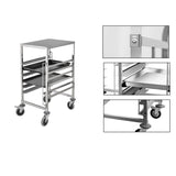 SOGA 2X Gastronorm Trolley 7 Tier Stainless Steel Bakery Trolley Suits 60cmx40cm Tray with Working Surface