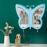 SOGA Blue Butterfly Shape Wall-Mounted Makeup Organiser Dustproof Waterproof Bathroom Storage Box Home Decor