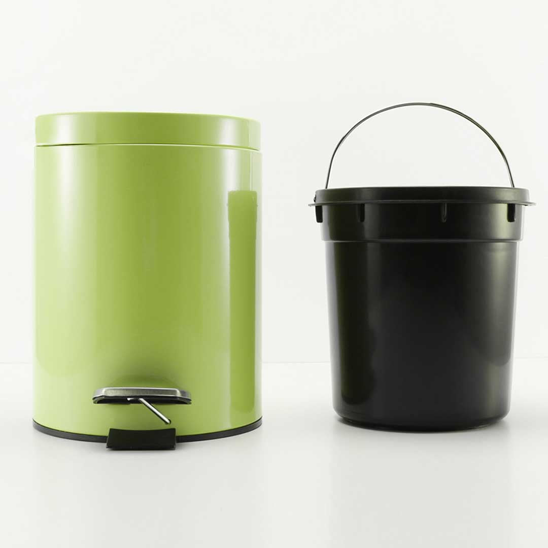 SOGA 2X 7L Foot Pedal Stainless Steel Rubbish Recycling Garbage Waste Trash Bin Round Green