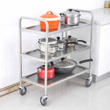 SOGA 3 Tier 81x46x85cm Stainless Steel Kitchen Dinning Food Cart Trolley Utility Round Small