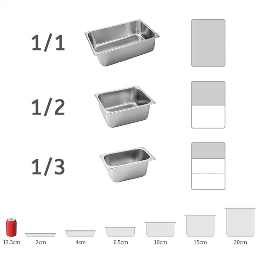 SOGA 2X Gastronorm GN Pan Full Size 1/1 GN Pan 2cm Deep Stainless Steel Tray