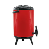 SOGA 8L Stainless Steel Insulated Milk Tea Barrel Hot and Cold Beverage Dispenser Container with Faucet Red