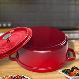 SOGA 2X Cast Iron 24cm Enamel Porcelain Stewpot Casserole Stew Cooking Pot With Lid Red