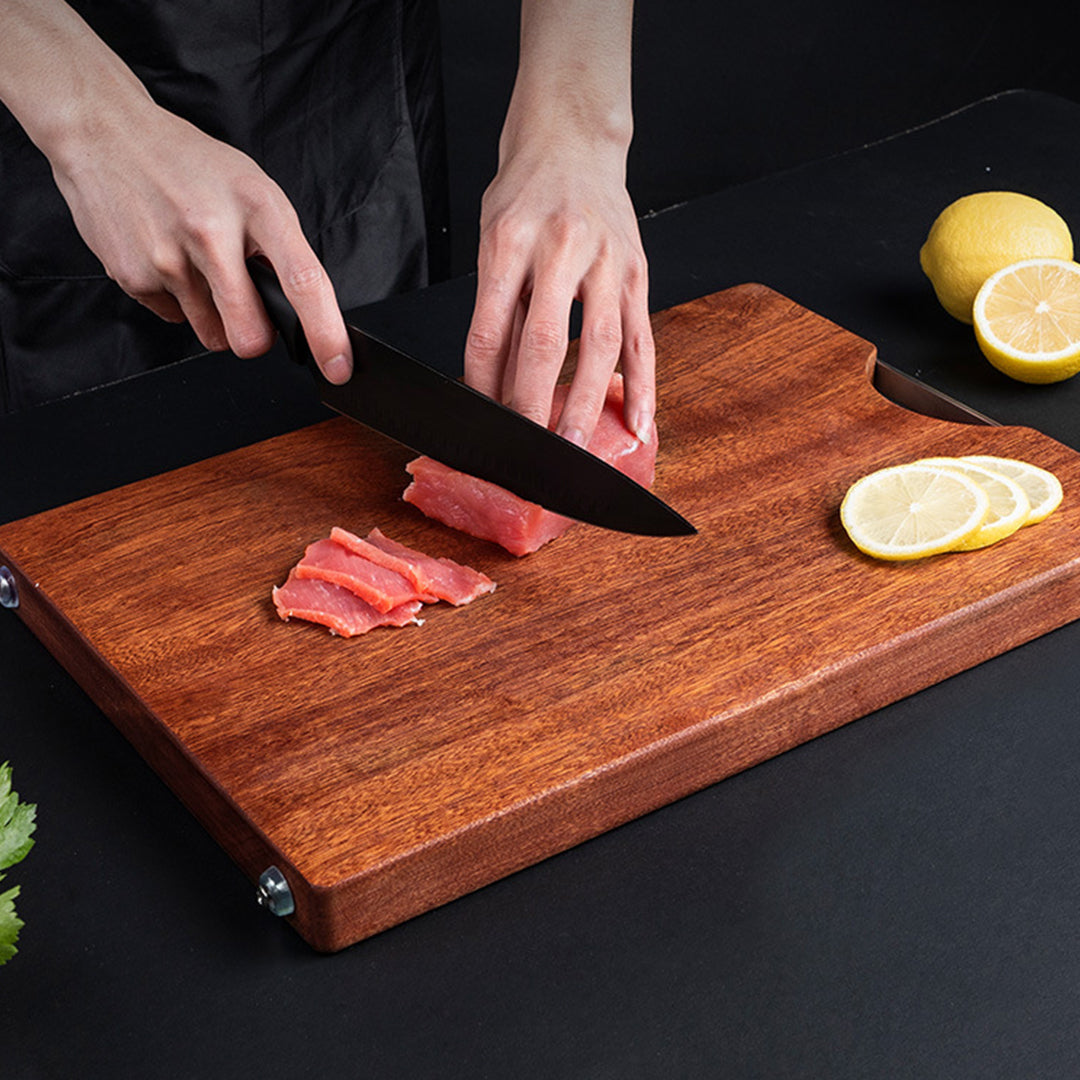 SOGA 2X 50cm Rectangular Wooden Ebony Butcher Block Non-slip Chopping Food Serving Tray Charcuterie Board