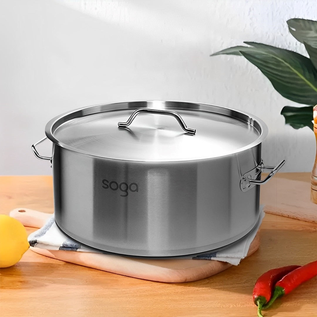 SOGA Stock Pot 14L 58L Top Grade Thick Stainless Steel Stockpot 18/10