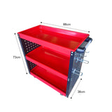 SOGA 3 Tier Tool Storage Cart Portable Service Utility Heavy Duty Mobile Trolley with Hooks Red