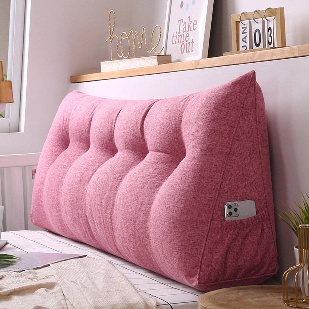 SOGA 2X 150cm Pink Triangular Wedge Bed Pillow Headboard Backrest Bedside Tatami Cushion Home Decor