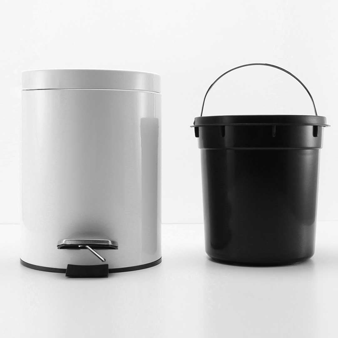 SOGA 2X 7L Foot Pedal Stainless Steel Rubbish Recycling Garbage Waste Trash Bin Round White