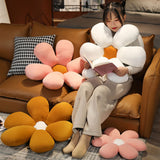 SOGA 2X Coffee Daisy Flower Shape Cushion Soft Leaning Bedside Pad Floor Plush Pillow Home Decor