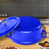 SOGA 2X Cast Iron 24cm Enamel Porcelain Stewpot Casserole Stew Cooking Pot With Lid Blue