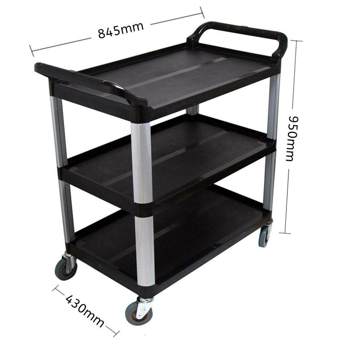 SOGA 2X 3 Tier 83.5x43x95cm Food Trolley Food Waste Cart Food Utility Mechanic Kitchen Small