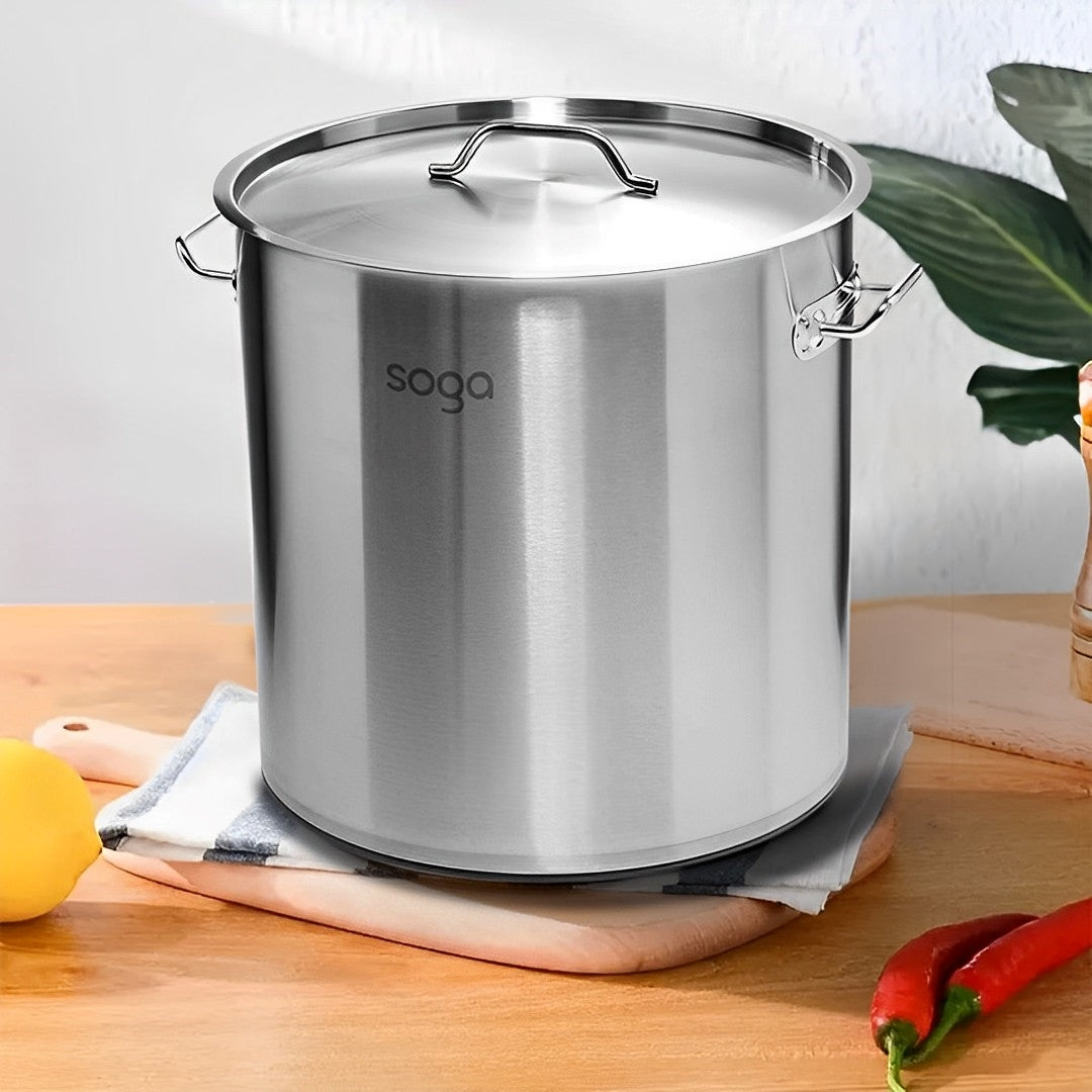 SOGA Stock Pot 17L 33L Top Grade Thick Stainless Steel Stockpot 18/10