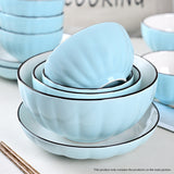 SOGA Blue Japanese Style Ceramic Dinnerware Crockery Soup Bowl Plate Server Kitchen Home Decor Set of 6