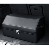 SOGA 4X Leather Car Boot Collapsible Foldable Trunk Cargo Organizer Portable Storage Box With Lock Black Medium