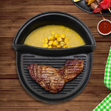 SOGA 2 in 1 Cast Iron Ribbed Fry Pan Skillet Griddle BBQ and Steamboat Hot Pot