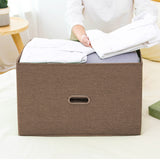 SOGA 2X Coffee Medium Foldable Canvas Storage Box Cube Clothes Basket Organiser Home Decorative Box