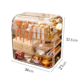 SOGA Transparent Cosmetic Storage Box Clear Makeup Skincare Holder with Lid Drawers Waterproof  Dustproof Organiser with Pearls