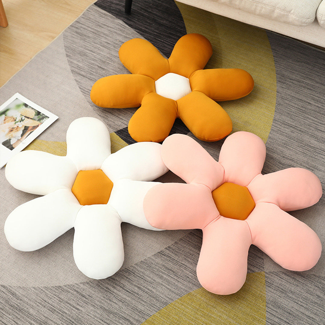 SOGA Pink Daisy Flower Shape Cushion Soft Leaning Bedside Pad Floor Plush Pillow Home Decor