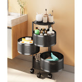 SOGA 4 Tier Steel Round Rotating Kitchen Cart Multi-Functional Shelves Portable Storage Organizer with Wheels