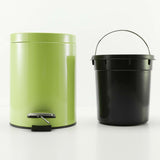 SOGA 4X 7L Foot Pedal Stainless Steel Rubbish Recycling Garbage Waste Trash Bin Round Green