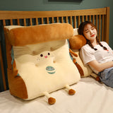 SOGA 2X Cute Face Toast Bread Wedge Cushion Stuffed Plush Cartoon Back Support Pillow Home Decor