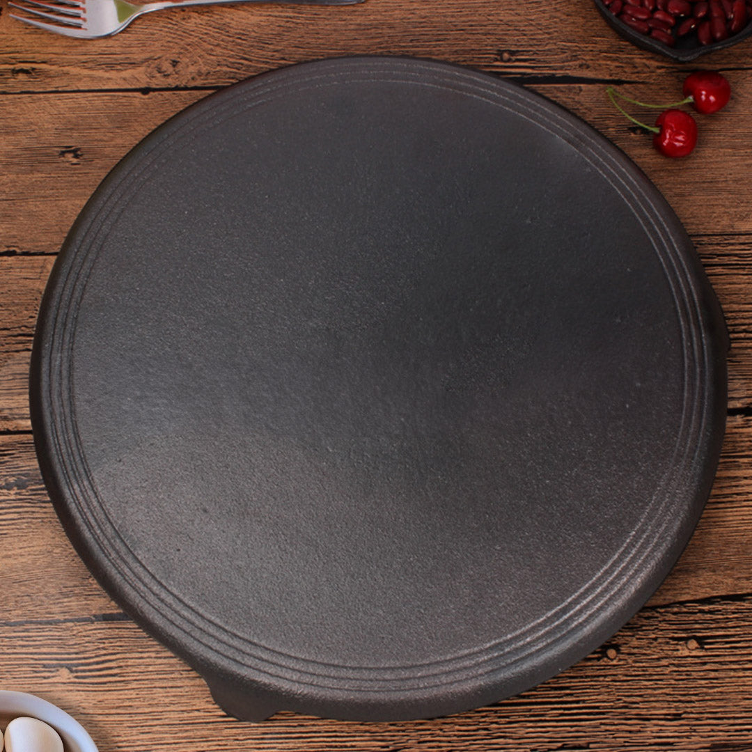 SOGA 2X 33CM Reversible Round Cast Iron Induction Crepes Pan Baking Cookie Pancake Pizza Bakeware