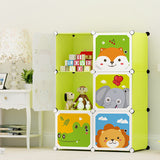 SOGA 6 Cubes Animal Design Portable Wardrobe Divide-Grid Modular Storage Organiser Foldable Closet