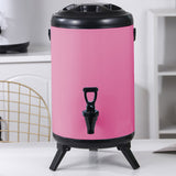 SOGA 10L Stainless Steel Insulated Milk Tea Barrel Hot and Cold Beverage Dispenser Container with Faucet Pink