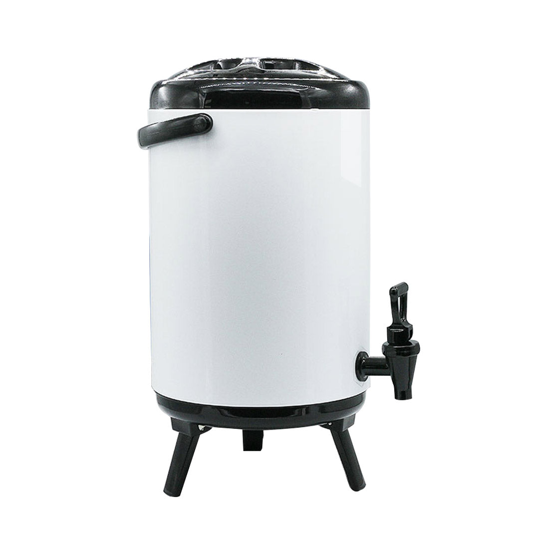 SOGA 2X 12L Stainless Steel Insulated Milk Tea Barrel Hot and Cold Beverage Dispenser Container with Faucet White