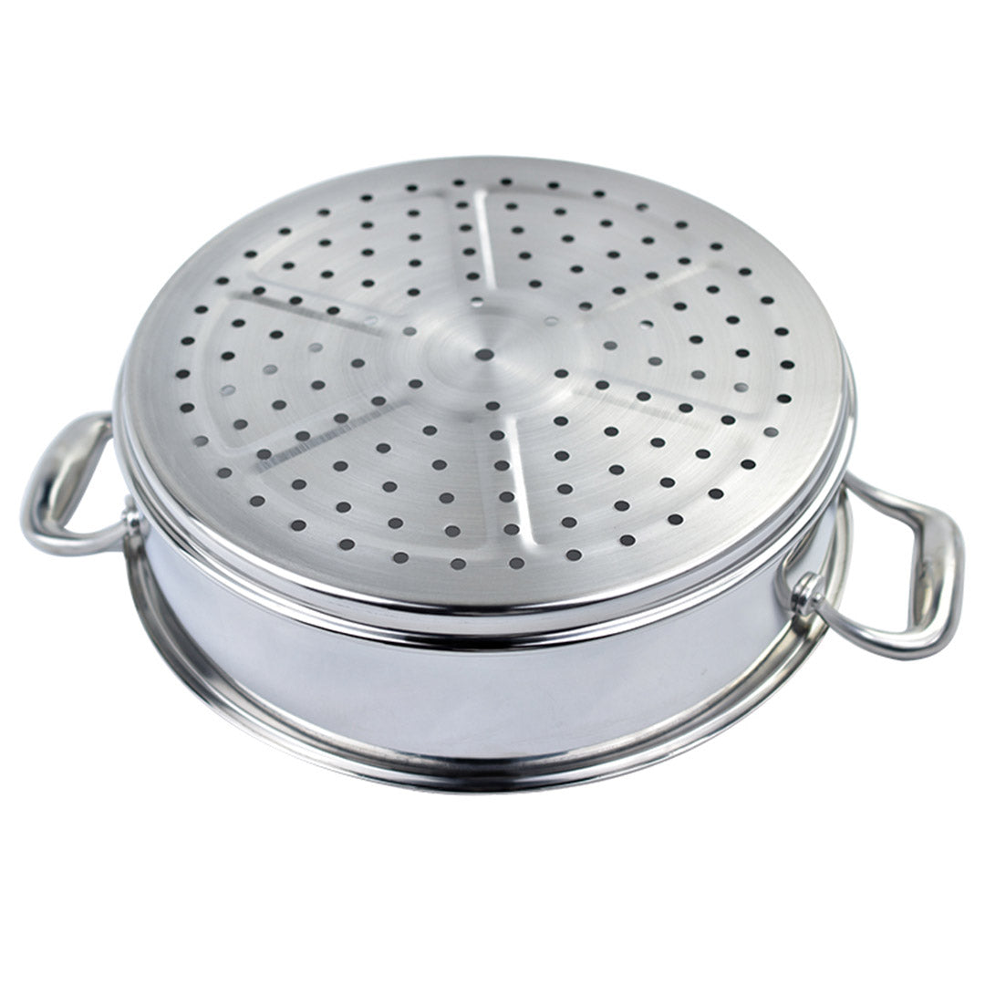 SOGA 2X 3 Tier 30cm Heavy Duty Stainless Steel Food Steamer Vegetable Pot Stackable Pan Insert with Glass Lid