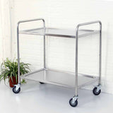 SOGA 2 Tier 81x46x85cm Stainless Steel Kitchen Dining Food Cart Trolley Utility Round Small