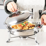 SOGA 4X Stainless Steel Gold Accents Round Buffet Chafing Dish Cater Food Warmer Chafer with Glass Top Lid