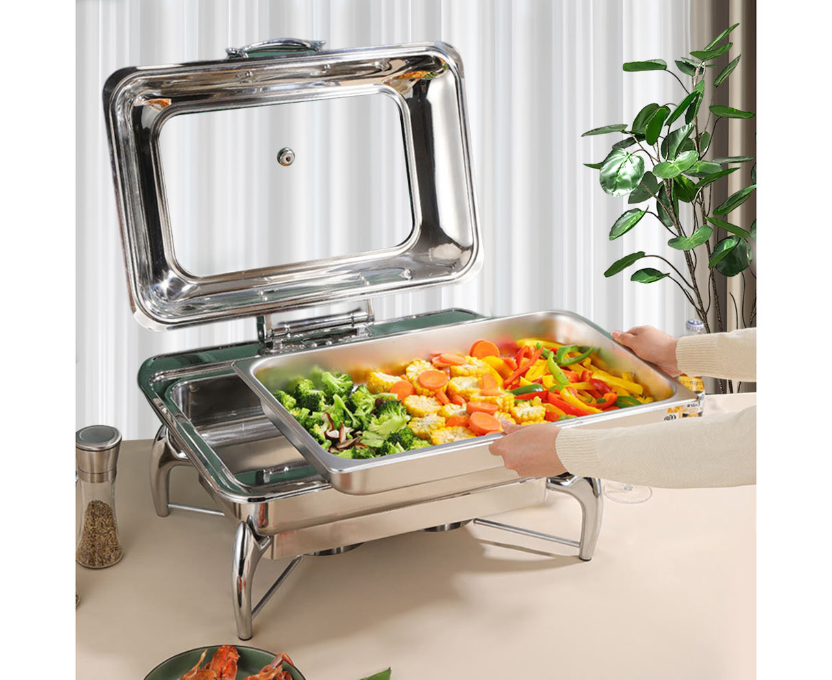 SOGA Stainless Steel Rectangular Chafing Dish Tray Buffet Cater Food Warmer Chafer with Top Lid