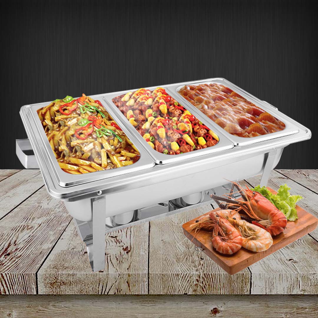 SOGA 2X 3L Triple Tray Stainless Steel Chafing Food Warmer Catering Dish