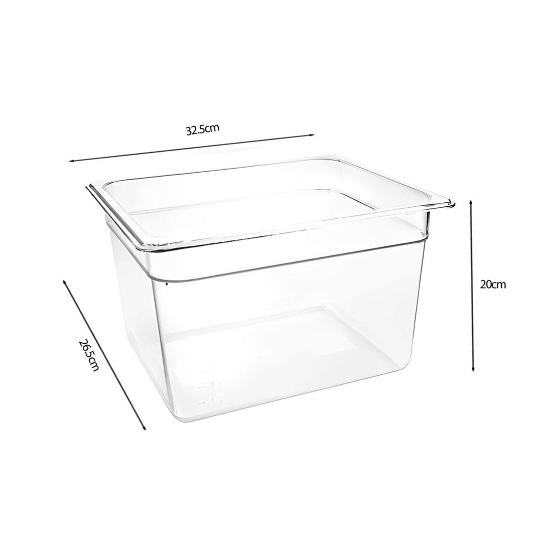 SOGA 200mm Clear Gastronorm GN Pan 1/2 Food Tray Storage Bundle of 4 with Lid