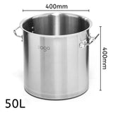 SOGA Stock Pot 50L Top Grade Thick Stainless Steel Stockpot 18/10 Without Lid