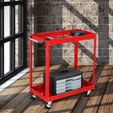 SOGA 2 Tier Tool Storage Cart Portable Service Utility Heavy Duty Mobile Trolley Red