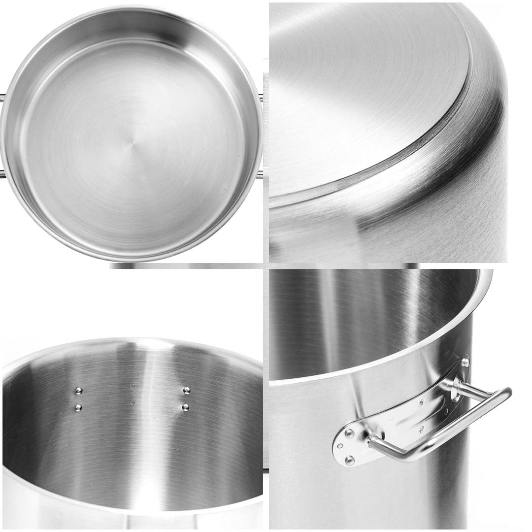 SOGA Stock Pot 23L Top Grade Thick Stainless Steel Stockpot 18/10 Without Lid