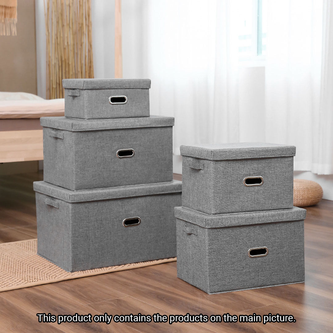 SOGA Grey Medium Foldable Canvas Storage Box Cube Clothes Basket Organiser Home Decorative Box