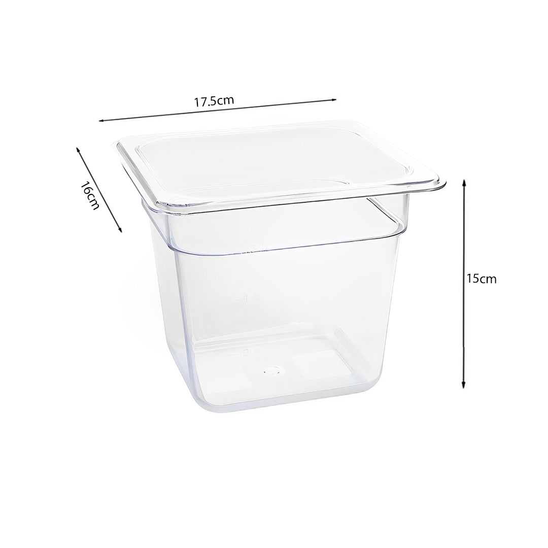 SOGA 150mm Clear Gastronorm GN Pan 1/6 Food Tray Storage Bundle of 6