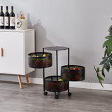 SOGA 3 Tier Steel Round Rotating Kitchen Cart Multi-Functional Shelves Portable Storage Organizer with Wheels