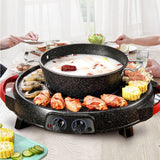 SOGA 2X 2  in 1 Electric Stone Coated Teppanyaki Grill Plate Steamboat Hotpot