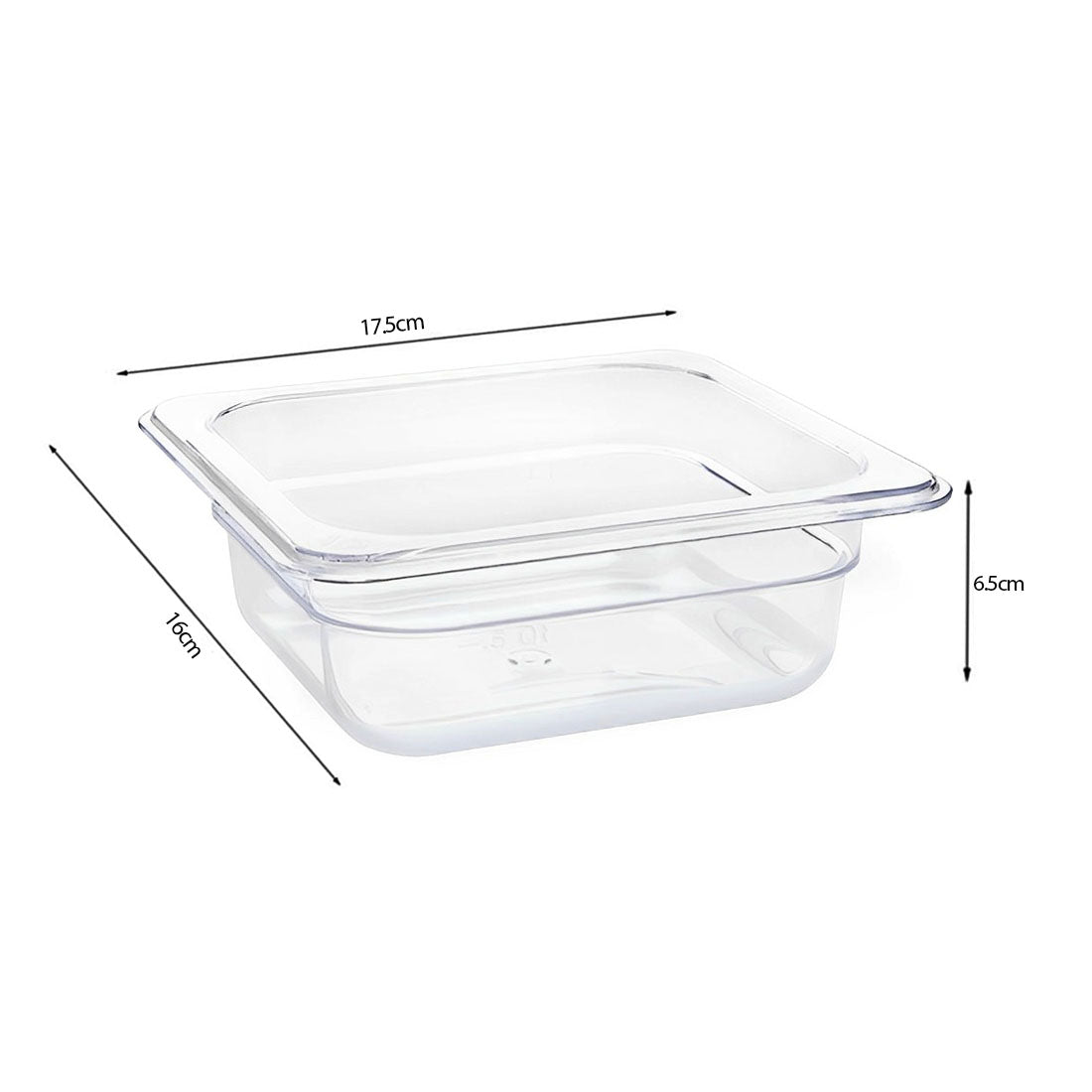 SOGA 65mm Clear Gastronorm GN Pan 1/6 Food Tray Storage Bundle of 2 with Lid