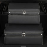 SOGA 60cm Leather Car Boot Collapsible Foldable Trunk Cargo Organizer Portable Storage Box with Lock Black