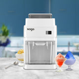 SOGA 300 Watts Electric Ice Shaver Crusher Slicer Snow Cone Maker Commercial Tabletop Machine 120kgs/h White