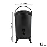 SOGA 2X 12L Stainless Steel Insulated Milk Tea Barrel Hot and Cold Beverage Dispenser Container with Faucet Black